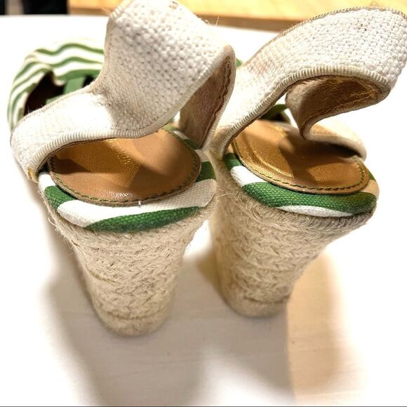 Montegro Bay Club green stripe espadrilles sandals - Picture 5 of 8